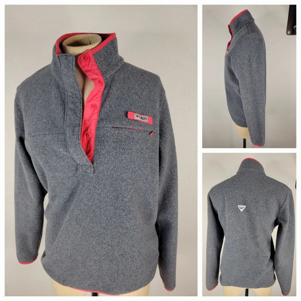 Columbia PFG Sz M Snap Button Henley Sweater